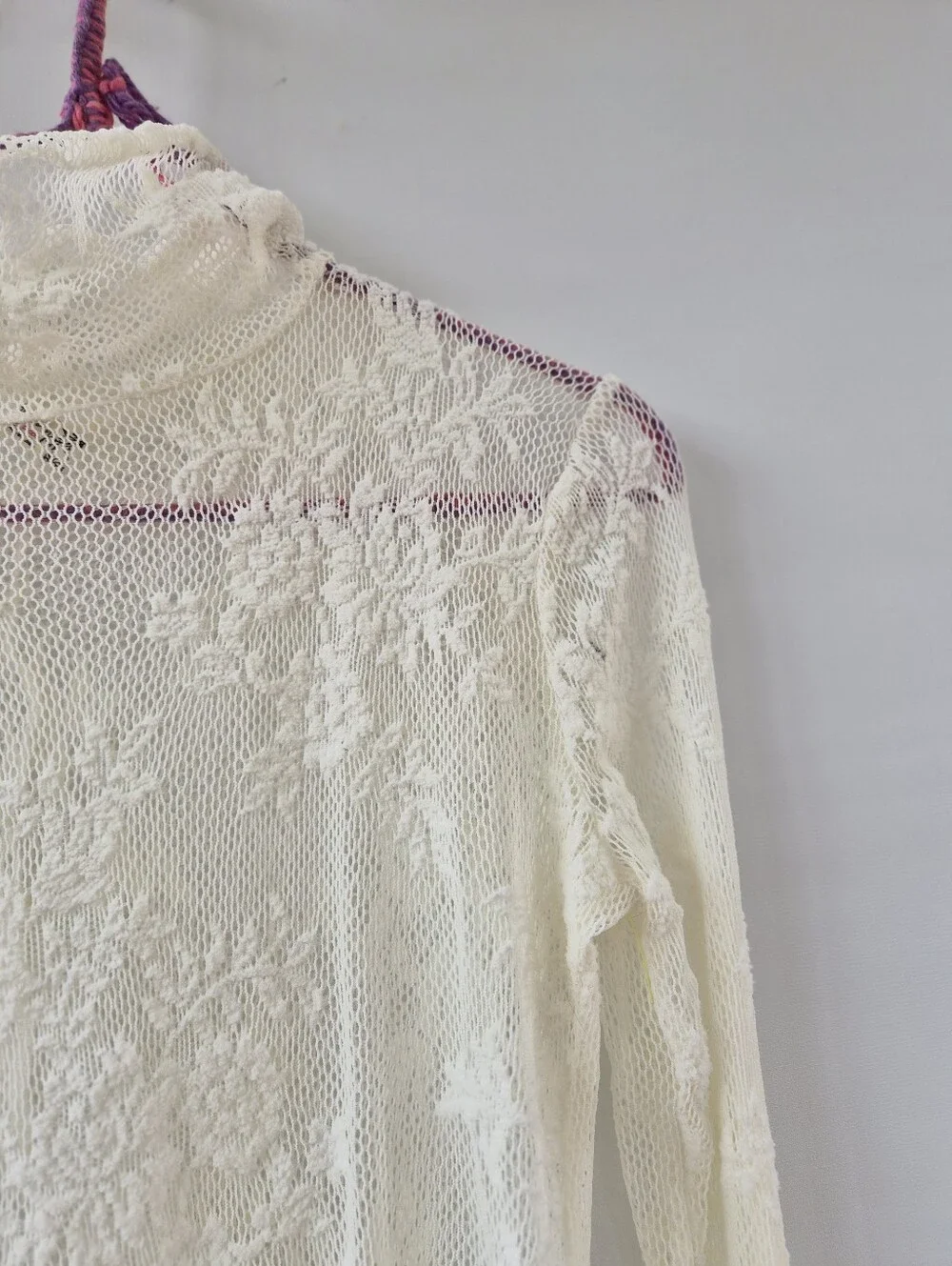 Free People Lady Lux Cream Sheer Lace Top S Coquette Fairycore Mesh Layering